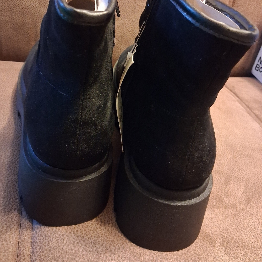 No Boundaries Cozy Boot Platform Ankle Boots Black Size 9 - Picture 4 of 8